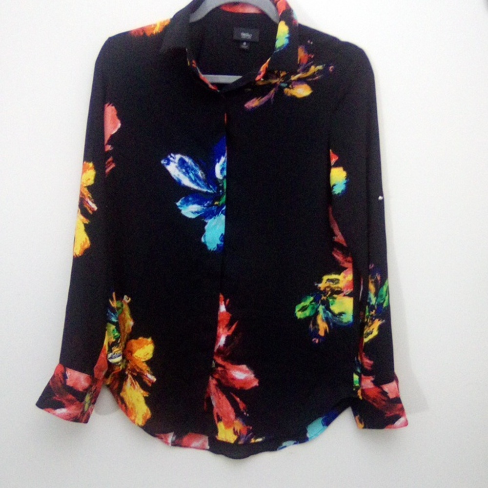 Massimo Floral Black Women's Top Size Small - Picture 2 of 7